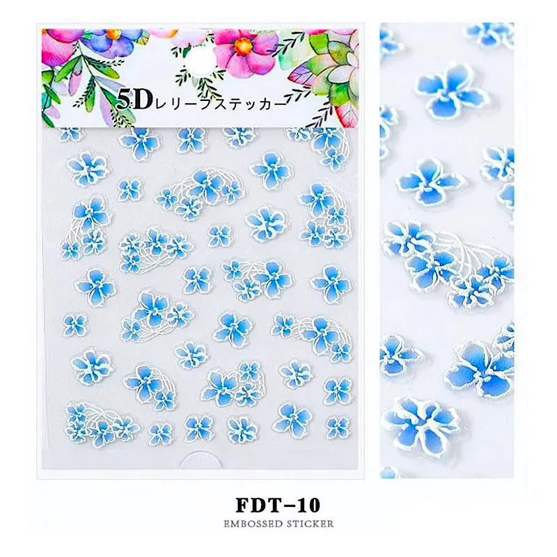 5D Embossed Flowers Nail Art Stickers