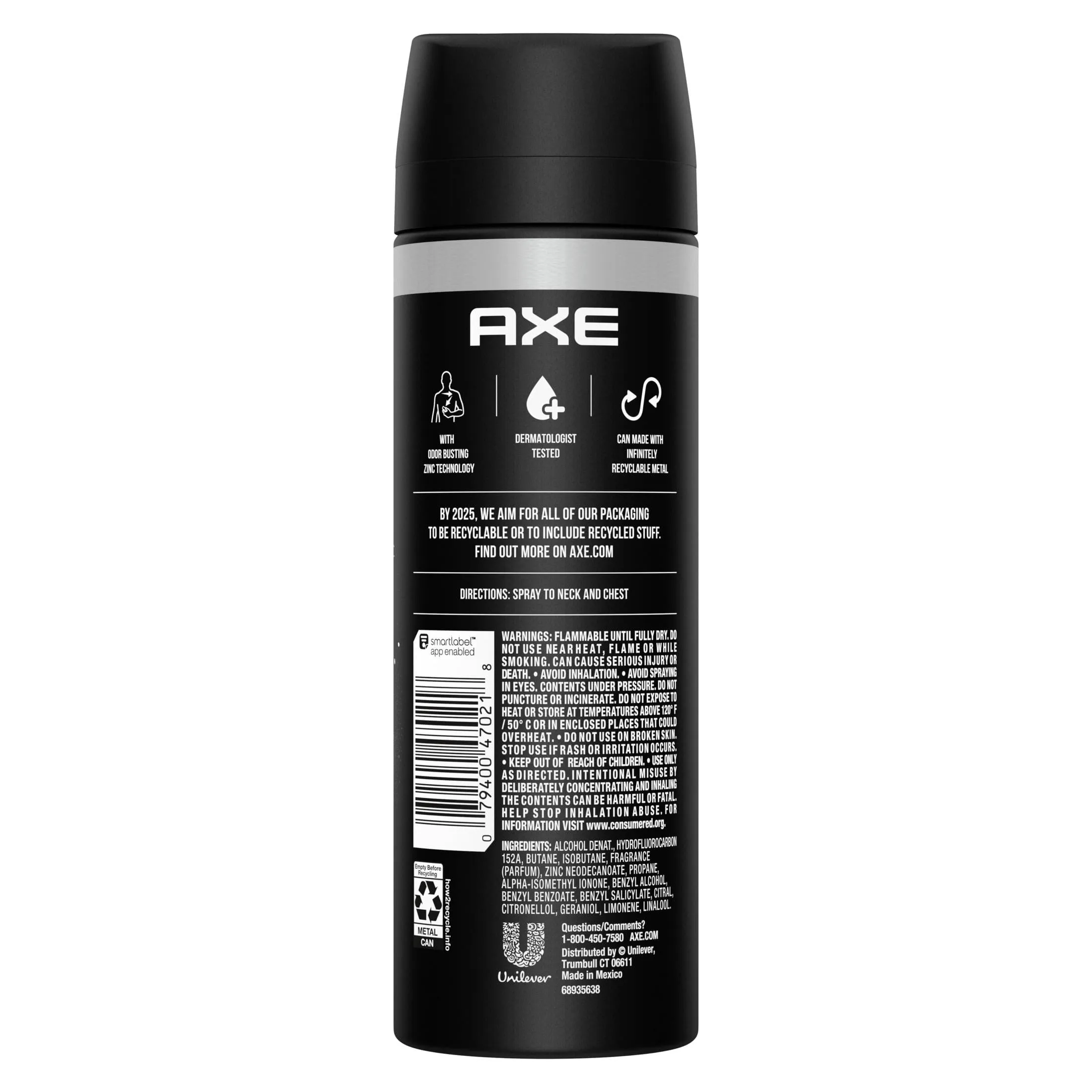 Axe Black Frozen Pear & Sandalwood Body Spray Deodorant for Men, 5.1 oz (2 Pack)