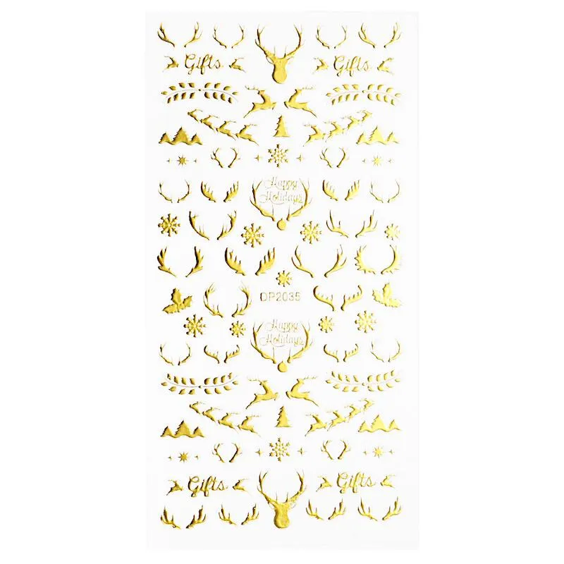 Christmas Gold and Fluorescent Nail Art Stickers