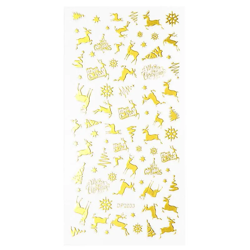 Christmas Gold and Fluorescent Nail Art Stickers