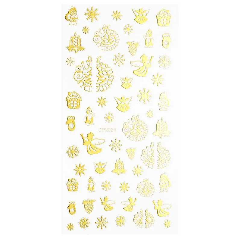 Christmas Gold and Fluorescent Nail Art Stickers