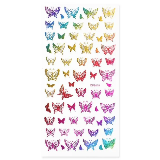 Coloured Butterfly/Heart/Crown Nail Art Stickers