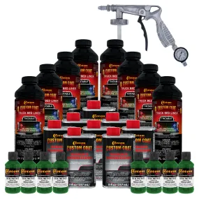 Emerald Green 2 Gallon Urethane Spray-On Truck Bed Liner Kit with Spray Gun and Regulator - Easy Mixing, Shake, Shoot - Textured Protective Coating