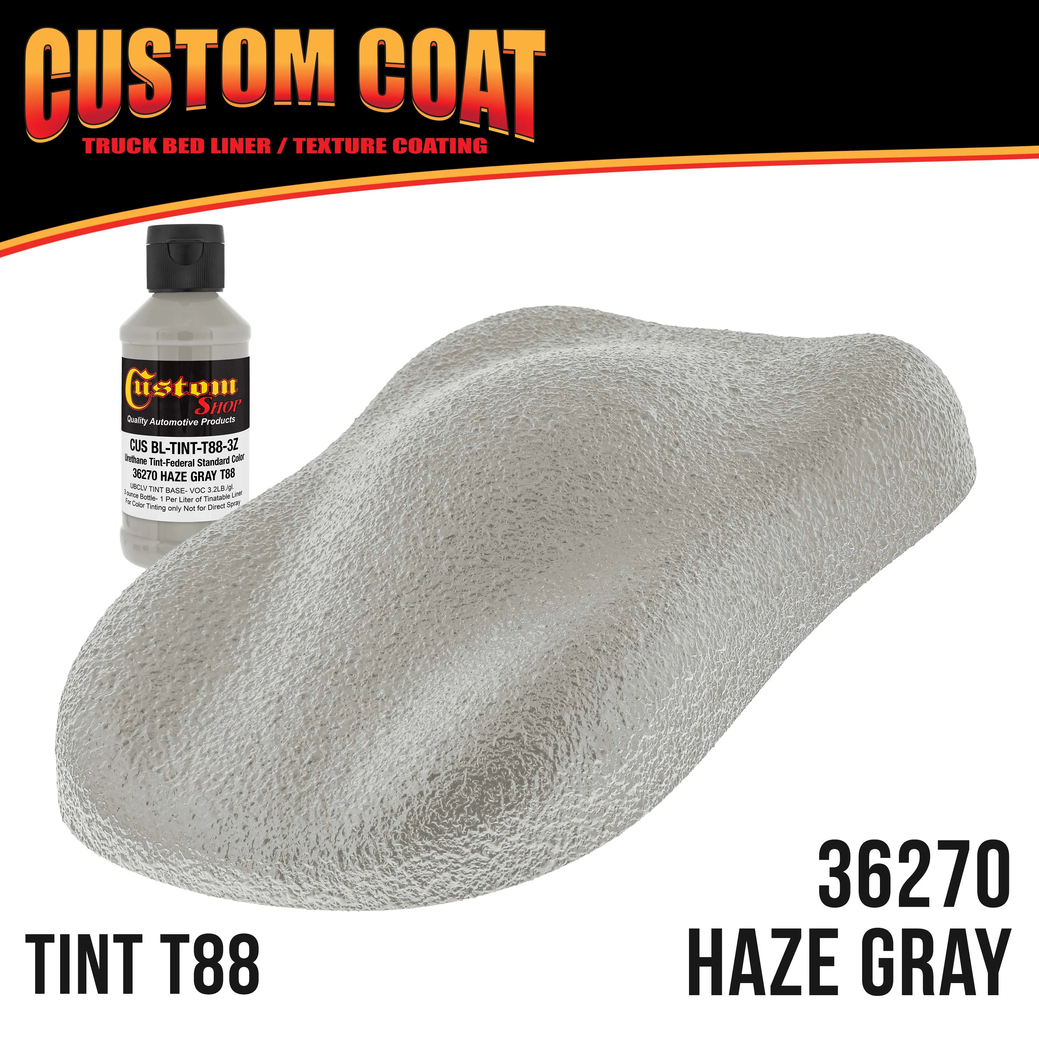 Federal Standard Color #36270 Haze Gray T88 Urethane Roll-On, Brush-On or Spray-On Truck Bed Liner, 1 Quart Kit with Roller Applicator Kit