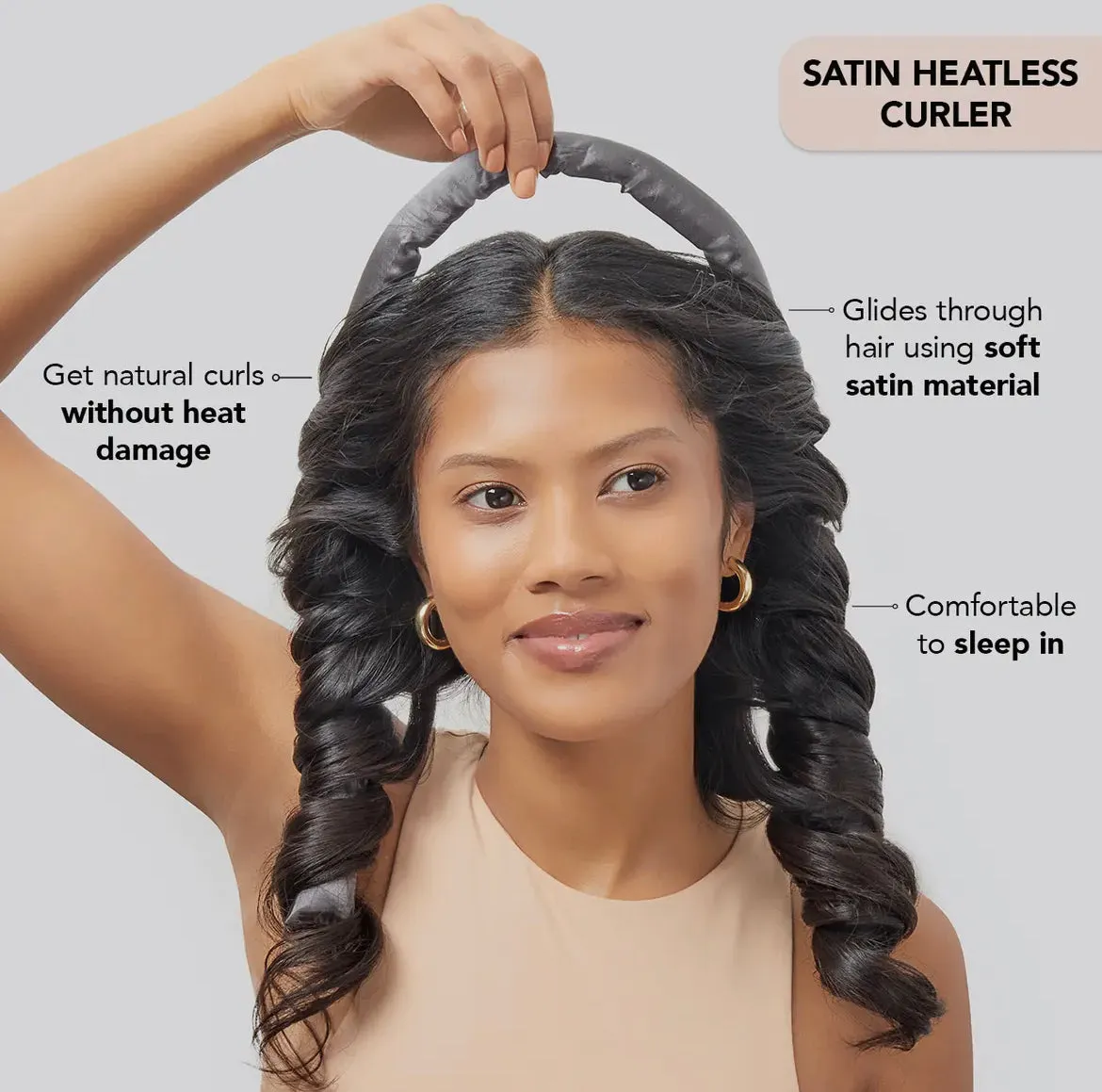 Kitsch Satin Heatless Curling Set - Charcoal