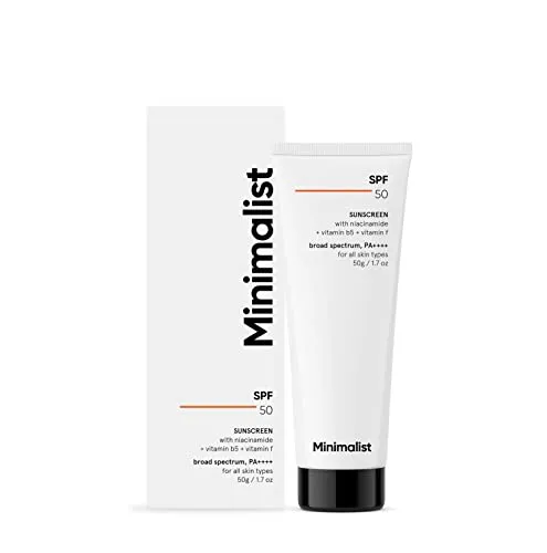 Minimalist Sunscreen SPF 50 Lightweight with Multi-Vitamins | No White Cast | Broad Spectrum PA      | For Women & Men | 50g