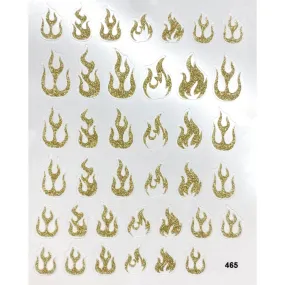 Nail Art Sticker - Glitter Gold Flames