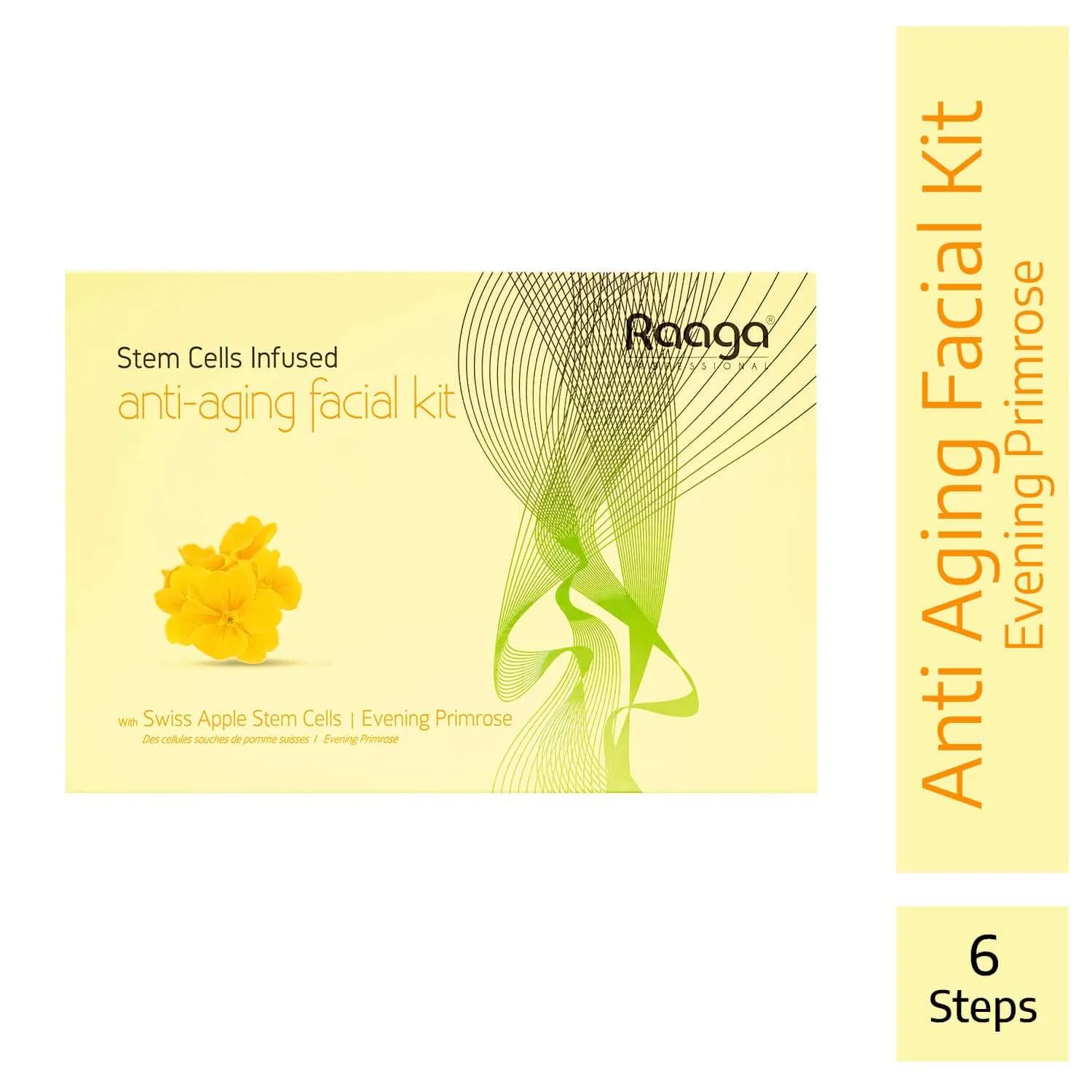 Raaga Professional Stem Cells Infused Anti Aging 6 Step Facial Kit | Evening Primrose, Swiss Apple Stem Cells | Youthful Radiance (61 gm)