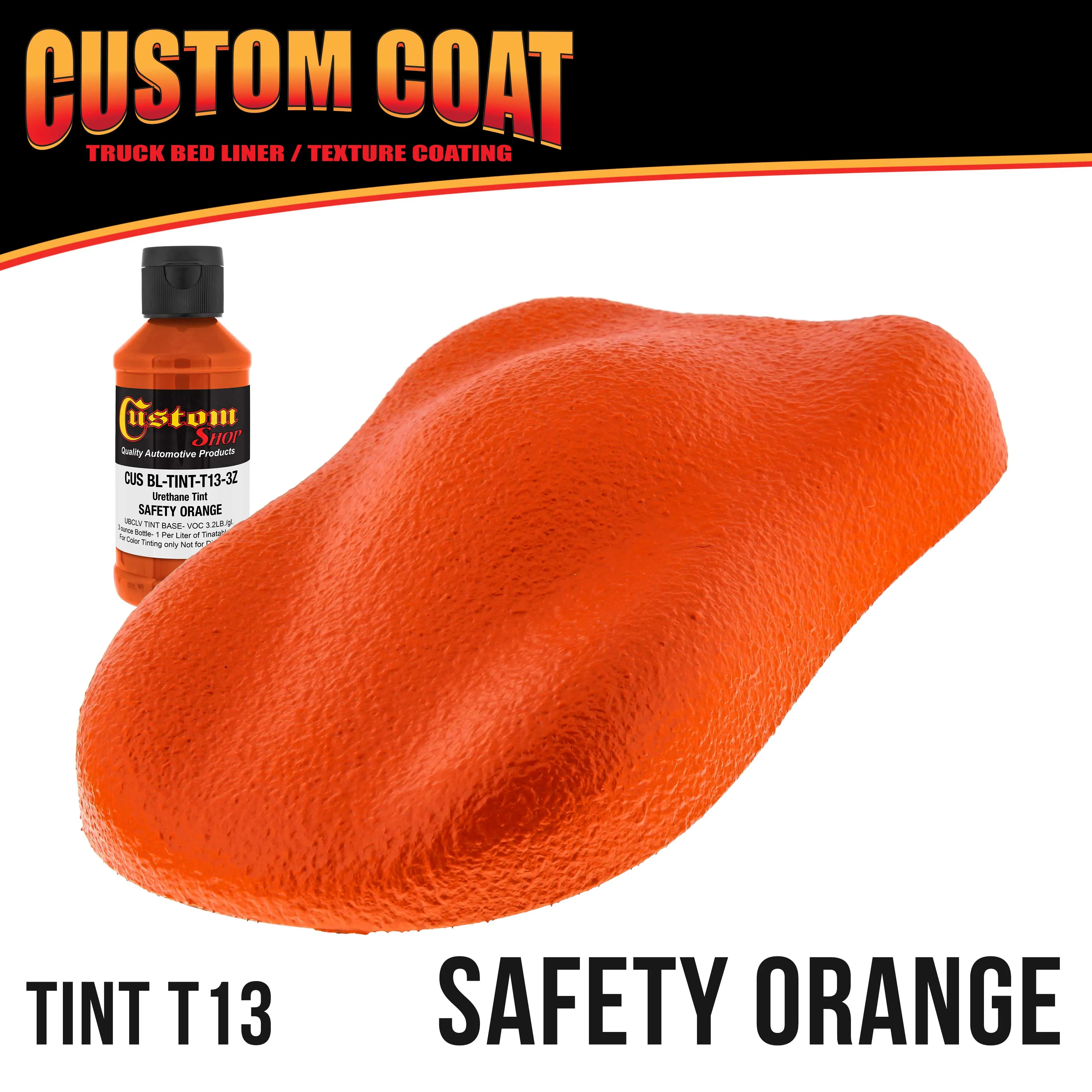 Safety Orange 1 Gallon Urethane Roll-On, Brush-On or Spray-On Truck Bed Liner Kit with Roller and Brush Applicator Kit - Textured Protective Coating