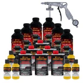 Safety Yellow 1.5 Gallon (6 Quart) Urethane Spray-On Truck Bed Liner Kit with Spray Gun & Regulator - Mix, Shake & Shoot - Textured Protective Coating