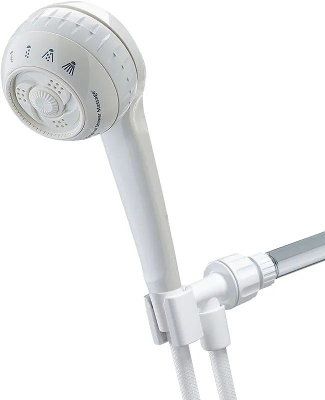 Waterpik SM-451E Handheld Shower Head, 1/2 in Connection, 1.8 gpm, 4 Spray Settings, 5 ft L Hose :EA: QUANTITY: 1